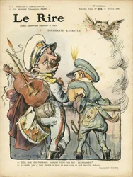 Ilustración de Charles Leandre (1862-1934) para la Portada de Le Rire, 26/06/09 - Entrevista Emotiva - Música, Guitarra - Guillermo II, Nicolás II