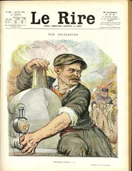 Ilustración de Charles Leandre (1862-1934) para la portada de Le Rire, 29/05/20 - Nuestros dictadores - Tren ferroviario - Gaston Monmousseau (1883-1960)