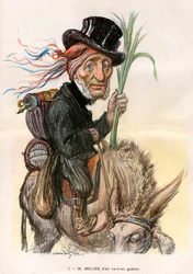 Jules Méline (1838-1925), político francés, Ministro de Agricultura - Caricatura de Charles Léandre (1862-1934) en “Le Rire” del 12 de abril de 1902