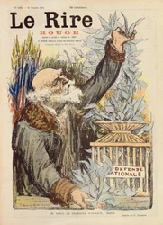 M. Ribot, encantador de pájaros azules, ilustración de portada de Le Rire Rouge, 21 de octubre de 1916