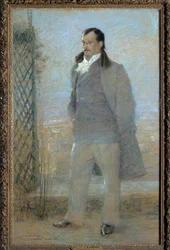 Retrato de cuerpo entero de Georges Courteline (1858-1929) novelista y dramaturgo francés en 1898 Pintura de Charles Leandre (1862-1934). 1898. Museo de Bellas Artes de Tours