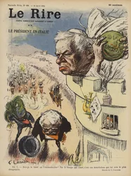 Visita del Presidente Loubet de Francia a Italia. Ilustración para Le Rire