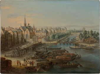 Vista del Arsenal, el puerto Saint Paul y el quai des Célestins en París