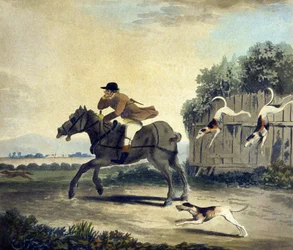 El caballo delantero del equipo, de The Pytchley Hunt, grabado por F.Dukes (1745-1812)