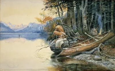 Un campamento junto al lago