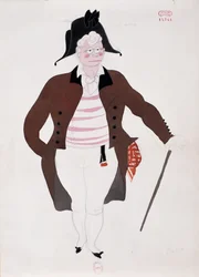 Traje para el personaje de Bartolo de El barbero de Sevilla de Gioacchino Rossini, boceto de Charles Martin (1884-1934)