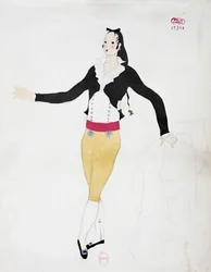Traje para el personaje de Fígaro de El barbero de Sevilla de Gioacchino Rossini, boceto de Charles Martin (1884-1934)