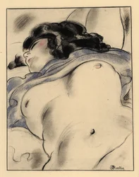 Mujer semidesnuda dormida, exponiéndose.