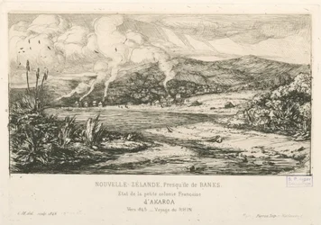 Estado de la pequeña colonia francesa de Akaroa, ilustración de 