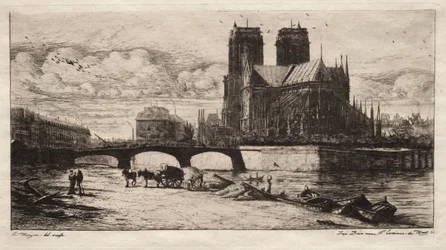 Grabados de París: El Ábside de la Catedral de Notre Dame