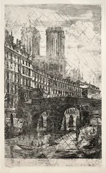Grabados de París: El Puente Pequeño, 1850