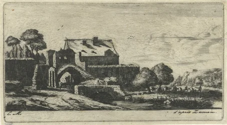 Molino de agua en un río cerca de Saint-Denis Un moulin à eau près de Saint-Denis