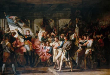 El mariscal Ney y los soldados del 76º regimiento de línea recuperan sus colores del arsenal
