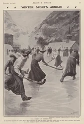 Jugando hockey sobre hielo en Grindelwald, Suiza