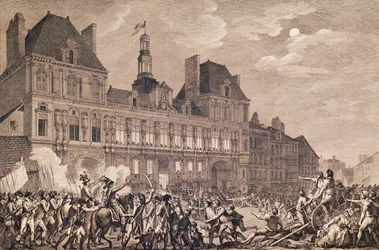 Robespierre, Saint-Just, Couthon y Hanriot refugiándose en el Hôtel de Ville en París, 9 de Thermidor Año II (27 de julio de 1794) 1800