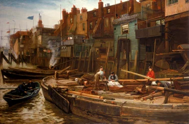 El río de Londres - los constructores de barcazas de Limehouse, 1877