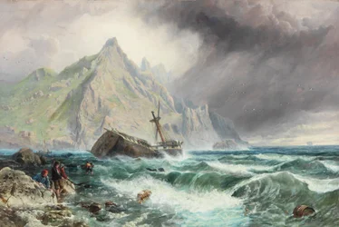 Naufragio de una fragata en la costa sur de España, 1863