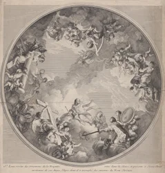 San Luis presentando su espada a Cristo, después de un diseño de techo, 1755-90
