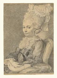 Retrato de una joven con un abanico en la mano