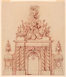 Diseño para una decoración pintada en honor a un general francés que había sido gobernador de un príncipe heredero