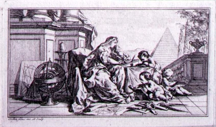Aritmética, una ilustración de prueba para una obra de Denis Diderot (1713-84)