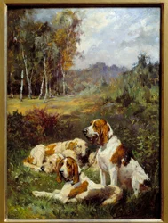 Cuatro perros de caza