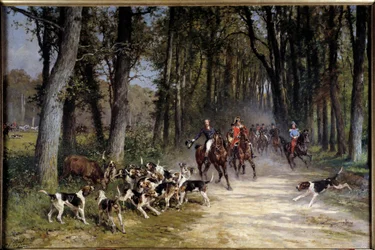 El duque de Orleans cazando en el bosque de Sylvie