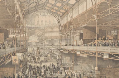 Vista interior del Palacio de Cristal de Nueva York, 1853