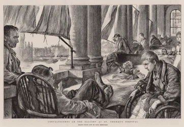 Convalecientes en el balcón del Hospital St Thomas