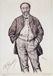 Retrato de Camille Saint, Saens, compositor francés, siglo XX (grabado)