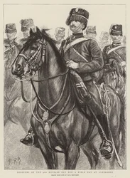 Soldados del 4º de Húsares en un día de campo en Aldershot