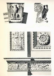 Decoración con águilas, rosetones y hojas de acanto para el Arco de Triunfo del Carrusel, detalle