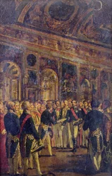 El Senado presenta a Louis Napoleón Bonaparte (1808-73) el resultado del plebiscito proclamándolo emperador, en Saint-Cloud, 1 de diciembre de 1852