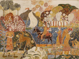 Pareja sobre una mula (óleo sobre lienzo)