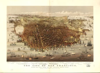 La ciudad de San Francisco. A vista de pájaro desde la bahía mirando al suroeste