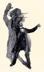 Allí estaba Henry Jekyll del Extraño caso del Dr. Jekyll y Mr. Hyde de Robert Louis Stevenson (1850-1894) ilustrado por Charles Raymond Macauley (1871-1934)