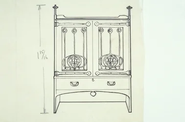 Dibujo lineal de mobiliario (un tocador), c.1910