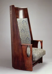 Una de un par de sillones para el dormitorio azul, HousHill, Glasgow, 1905