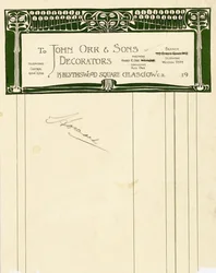 Diseño de papelería para John Orr & Sons, Glasgow, c.1894-1898