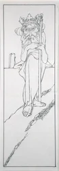 Sostenía un cetro en su mano y llevaba una corona en su frente, ilustración de 