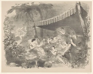 Escena de ballet con ninfas Anuncios de ballets y obras de teatro representadas en el Amsterdam City Theatre (título de la serie)