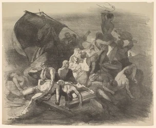 El naufragio de la Medusa. Escena del drama de ese nombre.