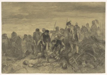 El cadáver de Ricardo III, rey de Inglaterra, encontrado en el campo de batalla de Bosworth, 1485