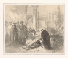 Los cuerpos de Romeo y Julieta entre figuras de luto