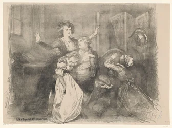 Escena del drama teatral María Antonieta Anuncios de ballets y obras de teatro representadas en el Amsterdam City Theatre (título de la serie)