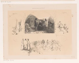 mujer hablando con dos hombres