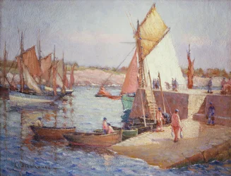 En el muelle (óleo sobre lienzo)