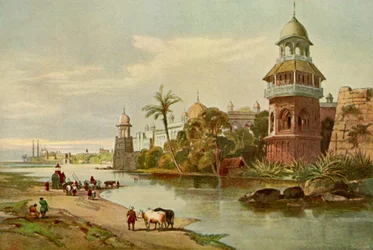 Delhi - El Palacio del Rey desde el Río, 1840s