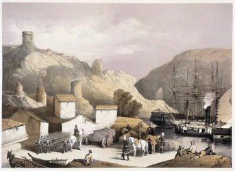 Puerto de Balaclava en "Sebastopol" por Ch.Hardinge. Litografía por Vincent Brooks, Londres 1855 Henry Graves