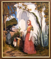 Mujer oriental en la fuente